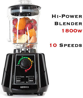 Germix Blender Mixer Professional Blenders 1800-Watt High Power 10 Speed Countertop Blenders by G GERMIX