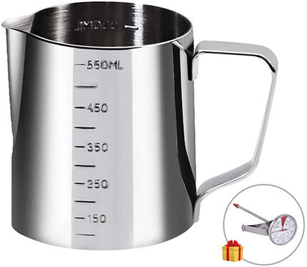 Coffee Milk Frothing Jug Cup with Thermometer set