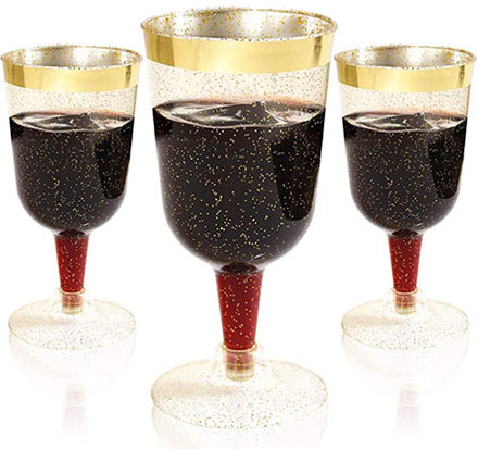 BUCLA Gold Plastic Wine Glasses