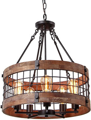 Anmytek Round Wooden Chandelier